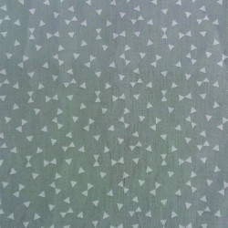 Tissu coton gris petits triangles et noeuds papillons blanc