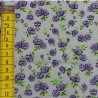 Tissu soyeux - coton 100% BIO petites roses violettes romantiques