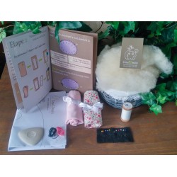 Kit couture bio coussin lapin Toudou - tissu petites fleurs rose inspiration Liberty - EDITION LIMITEE